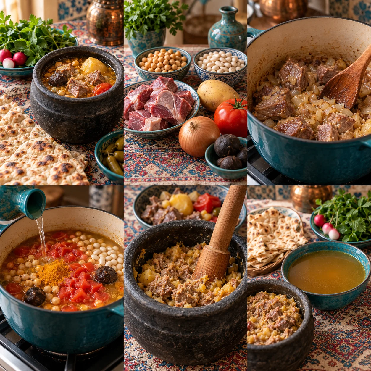 Bouillon d’agneau, pois chiches & pommes de terre