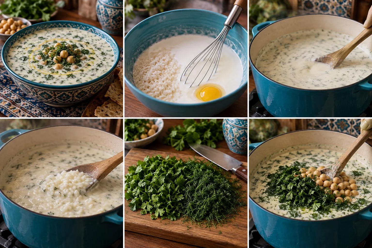 Soupe au yaourt, herbes & pois chiches