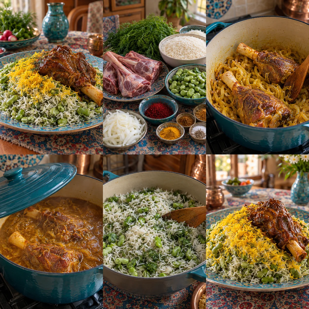Riz à l’aneth, fèves & jarret d’agneau