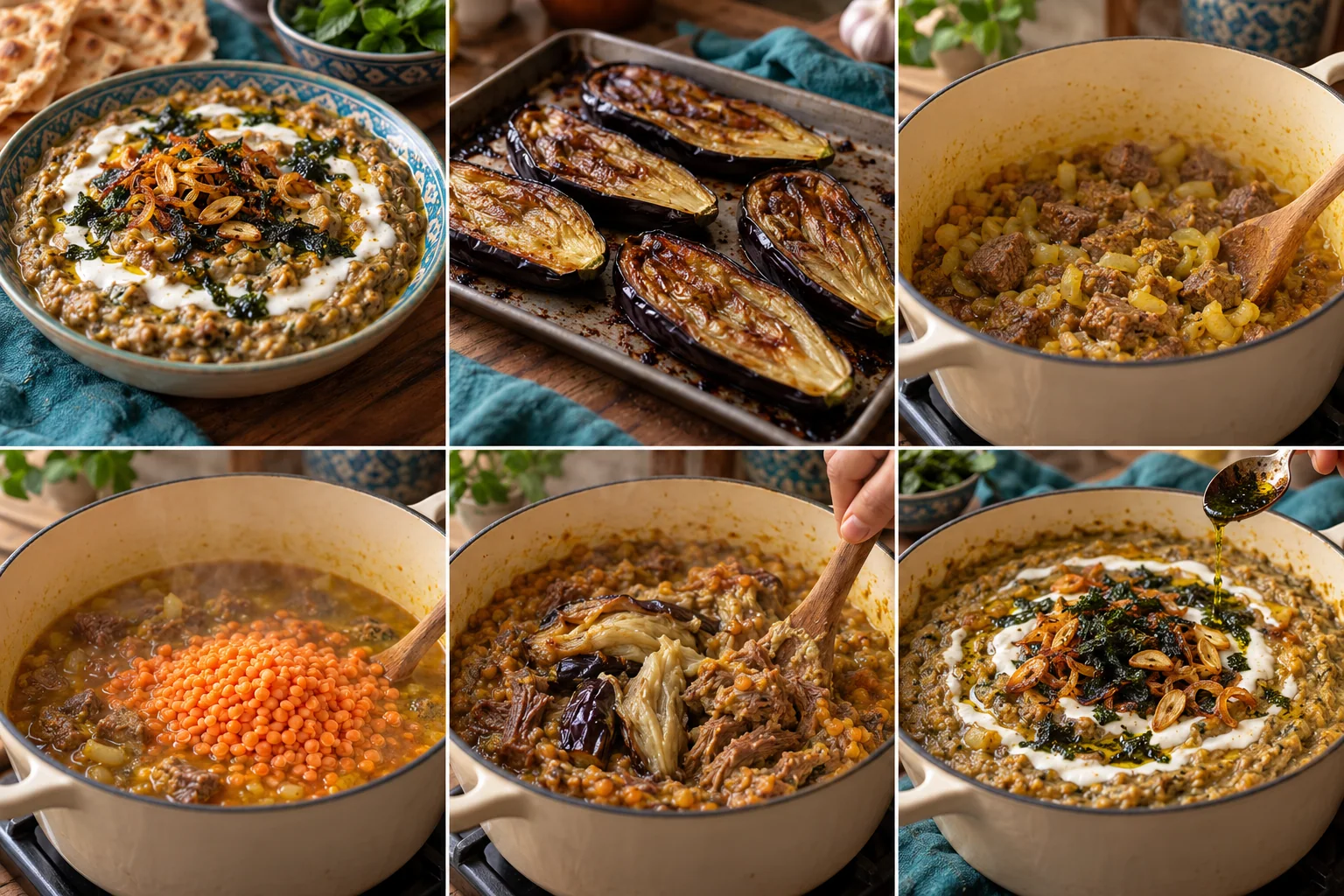 Aubergine, lentilles & kashk