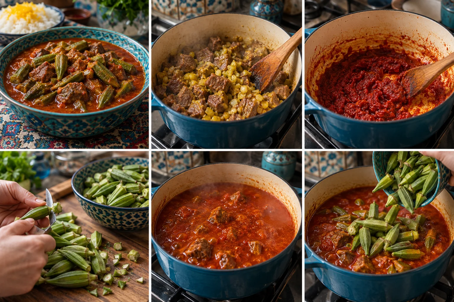 Ragoût de gombos, tomate & agneau