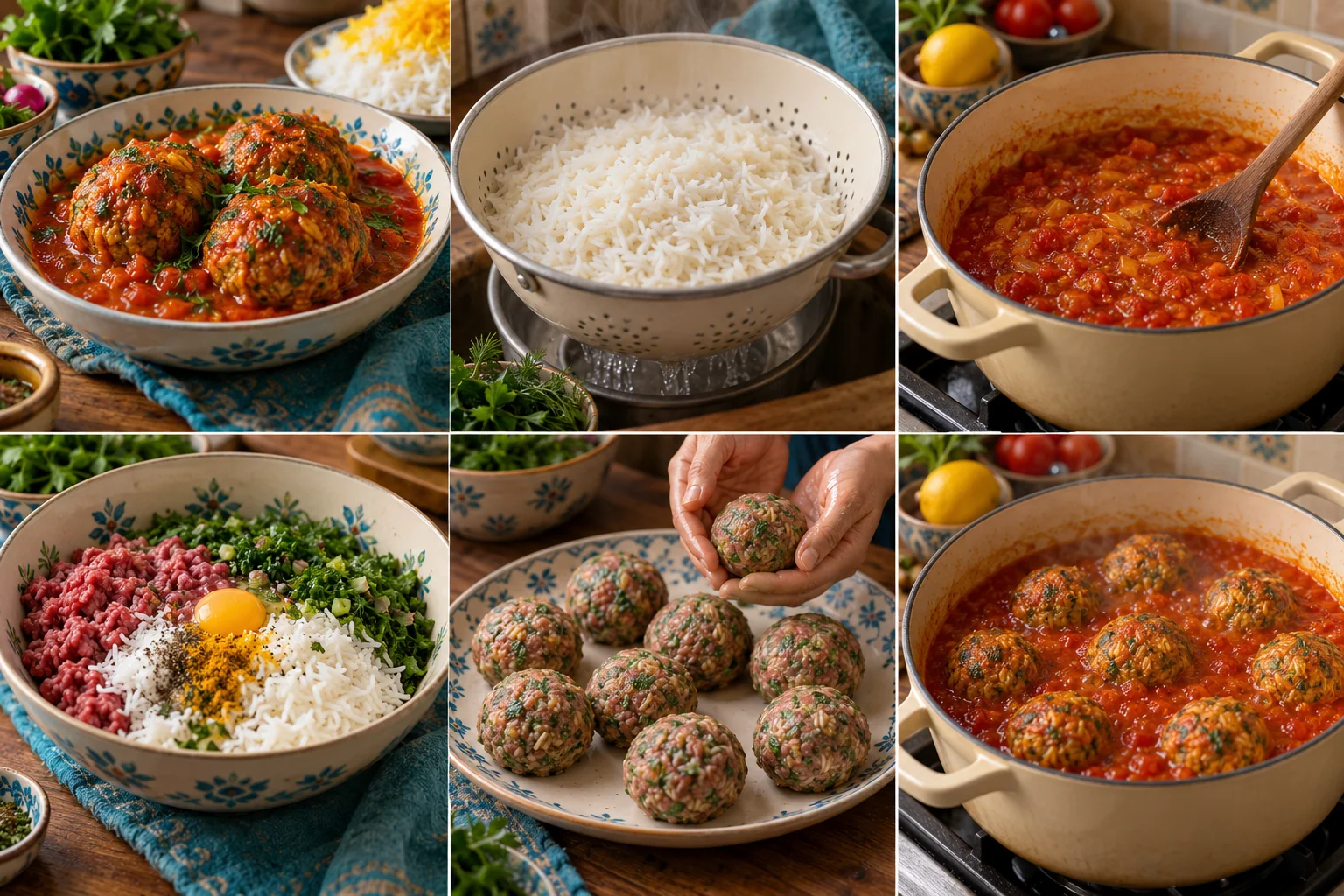 Boulettes de riz, viande & herbes