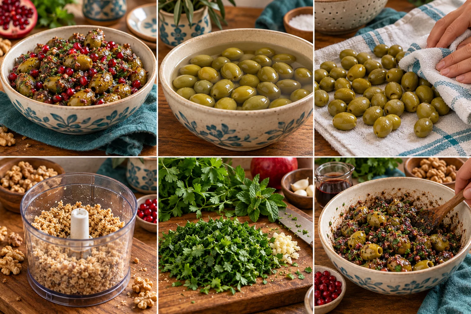 Olives, noix & grenade